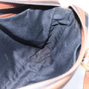 FENDI Pecan Canvas Hand Bag PVC Black Brown gold Auth 151066-20