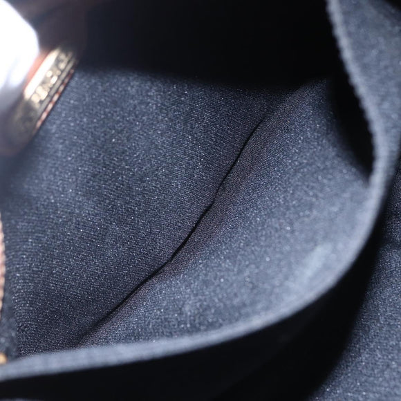 FENDI Pecan Canvas Hand Bag PVC Black Brown gold Auth 151066