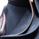 FENDI Pecan Canvas Hand Bag PVC Black Brown gold Auth 151066-23