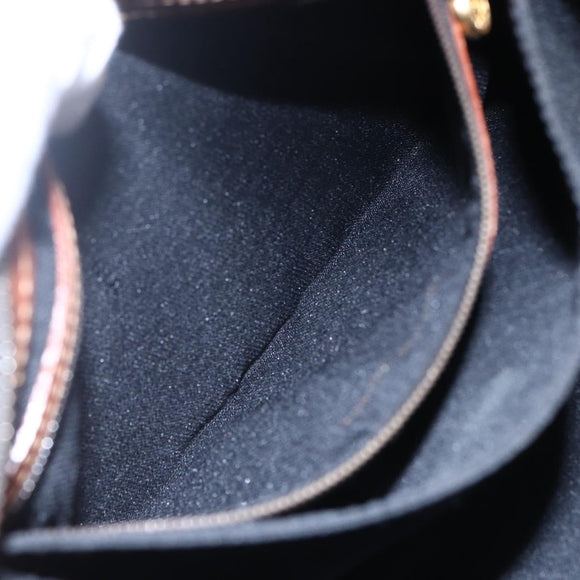 FENDI Pecan Canvas Hand Bag PVC Black Brown gold Auth 151066