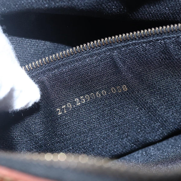 FENDI Pecan Canvas Hand Bag PVC Black Brown gold Auth 151066