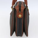 FENDI Pecan Canvas Hand Bag PVC Black Brown gold Auth 151066-4