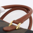 FENDI Pecan Canvas Hand Bag PVC Black Brown gold Auth 151066-8