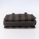 FENDI Pecan Canvas Hand Bag PVC Black Brown gold Auth 151066-5