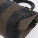FENDI Pecan Canvas mini Boston Bag PVC Brown Gold black Auth 151067-10