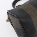 FENDI Pecan Canvas mini Boston Bag PVC Brown Gold black Auth 151067-11