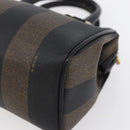 FENDI Pecan Canvas mini Boston Bag PVC Brown Gold black Auth 151067-12