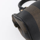 FENDI Pecan Canvas mini Boston Bag PVC Brown Gold black Auth 151067-13