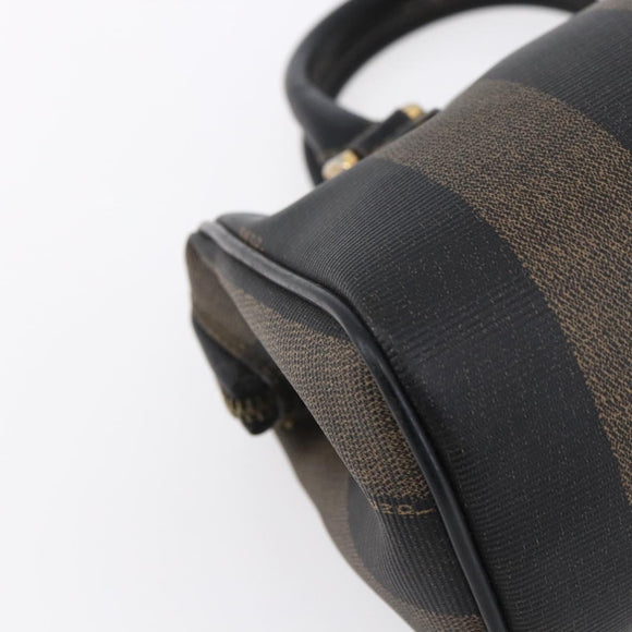 FENDI Pecan Canvas mini Boston Bag PVC Brown Gold black Auth 151067