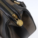 FENDI Pecan Canvas mini Boston Bag PVC Brown Gold black Auth 151067-15