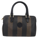 FENDI Pecan Canvas mini Boston Bag PVC Brown Gold black Auth 151067-2