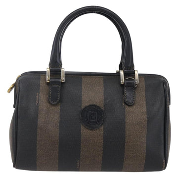 FENDI Pecan Canvas mini Boston Bag PVC Brown Gold black Auth 151067 - 0