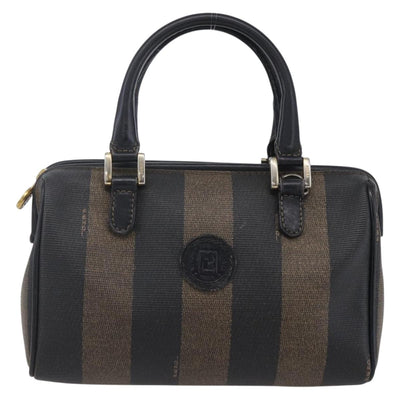 FENDI Pecan Canvas mini Boston Bag PVC Brown Gold black Auth 151067 - 0