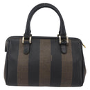 FENDI Pecan Canvas mini Boston Bag PVC Brown Gold black Auth 151067-3