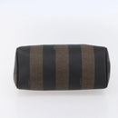 FENDI Pecan Canvas mini Boston Bag PVC Brown Gold black Auth 151067-9