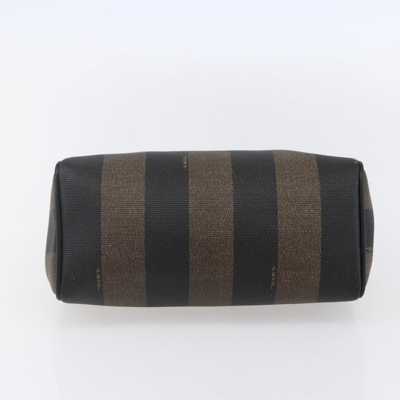 FENDI Pecan Canvas mini Boston Bag PVC Brown Gold black Auth 151067