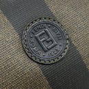 FENDI Pecan Canvas Boston Bag PVC Black Brown gold Auth 151068-17