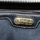FENDI Pecan Canvas Boston Bag PVC Black Brown gold Auth 151068-18