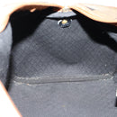 FENDI Pecan Canvas Boston Bag PVC Black Brown gold Auth 151069-18