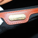 FENDI Pecan Canvas Boston Bag PVC Black Brown gold Auth 151069-20