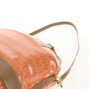 FENDI Zucchino Canvas Boston Bag PVC 2way Orange Gold Auth 151071-15