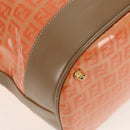 FENDI Zucchino Canvas Boston Bag PVC 2way Orange Gold Auth 151071-10