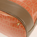 FENDI Zucchino Canvas Boston Bag PVC 2way Orange Gold Auth 151071-16