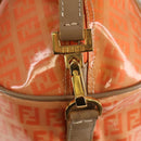 FENDI Zucchino Canvas Boston Bag PVC 2way Orange Gold Auth 151071-19
