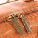 FENDI Zucchino Canvas Boston Bag PVC 2way Orange Gold Auth 151071-20