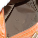 FENDI Zucchino Canvas Boston Bag PVC 2way Orange Gold Auth 151071-11