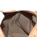 FENDI Zucchino Canvas Boston Bag PVC 2way Orange Gold Auth 151071-23