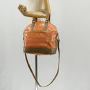 FENDI Zucchino Canvas Boston Bag PVC 2way Orange Gold Auth 151071-26
