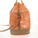 FENDI Zucchino Canvas Boston Bag PVC 2way Orange Gold Auth 151071-3