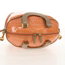 FENDI Zucchino Canvas Boston Bag PVC 2way Orange Gold Auth 151071-6