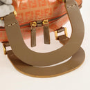 FENDI Zucchino Canvas Boston Bag PVC 2way Orange Gold Auth 151071-7