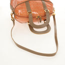 FENDI Zucchino Canvas Boston Bag PVC 2way Orange Gold Auth 151071-9