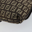 FENDI Zucchino Canvas Mamma Baguette Shoulder Bag Brown Silver Auth 151072-15