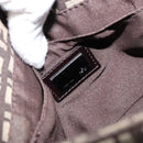 FENDI Zucchino Canvas Mamma Baguette Shoulder Bag Brown Silver Auth 151072-18