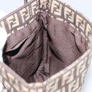 FENDI Zucchino Canvas Mamma Baguette Shoulder Bag Brown Silver Auth 151072-19