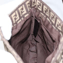 FENDI Zucchino Canvas Mamma Baguette Shoulder Bag Brown Silver Auth 151072-20