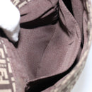 FENDI Zucchino Canvas Mamma Baguette Shoulder Bag Brown Silver Auth 151072-21