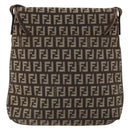 FENDI Zucchino Canvas Mamma Baguette Shoulder Bag Brown Silver Auth 151072-2