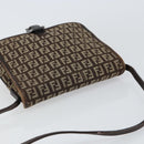 FENDI Zucchino Canvas Mamma Baguette Shoulder Bag Brown Silver Auth 151072-6