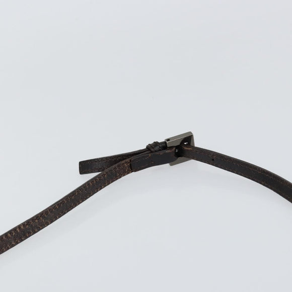 FENDI Zucchino Canvas Mamma Baguette Shoulder Bag Brown Silver Auth 151072