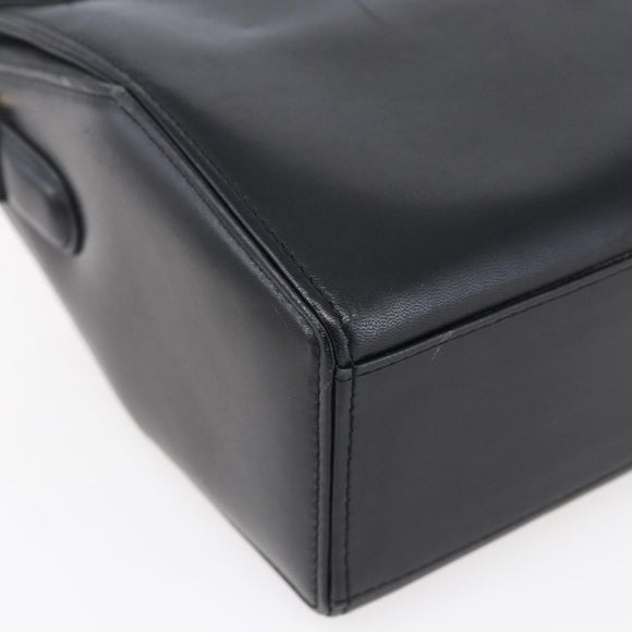 GIVENCHY Hand Bag Leather Black Gold Auth 151079