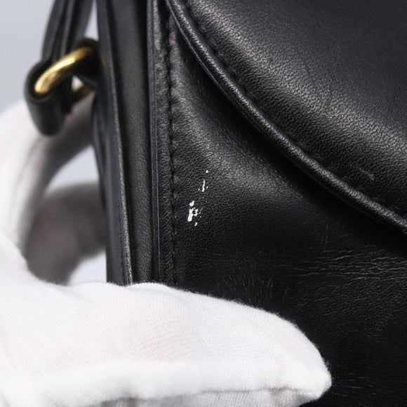 GIVENCHY Hand Bag Leather Black Gold Auth 151079