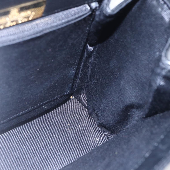 GIVENCHY Hand Bag Leather Black Gold Auth 151079