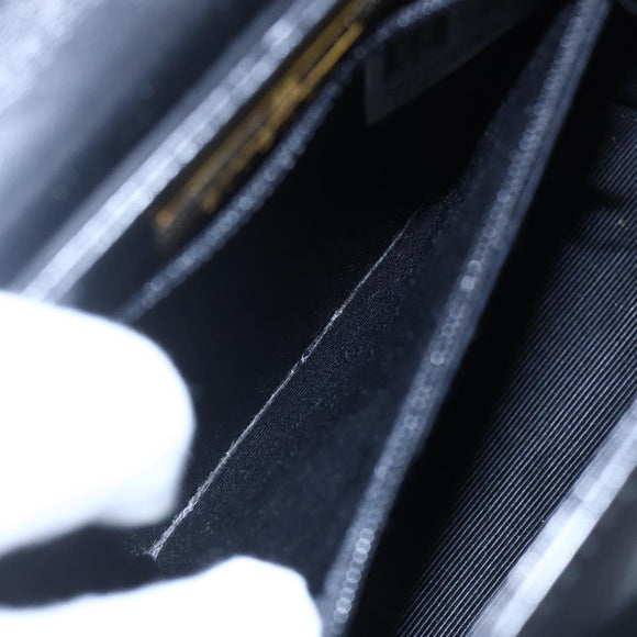 GIVENCHY Hand Bag Leather Black Gold Auth 151079