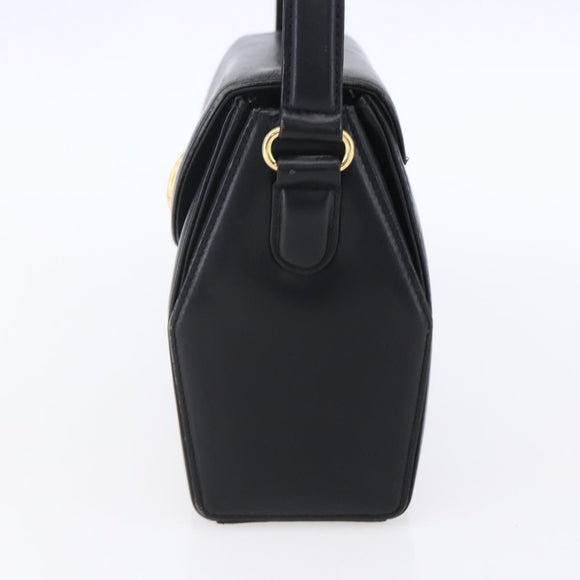 GIVENCHY Hand Bag Leather Black Gold Auth 151079