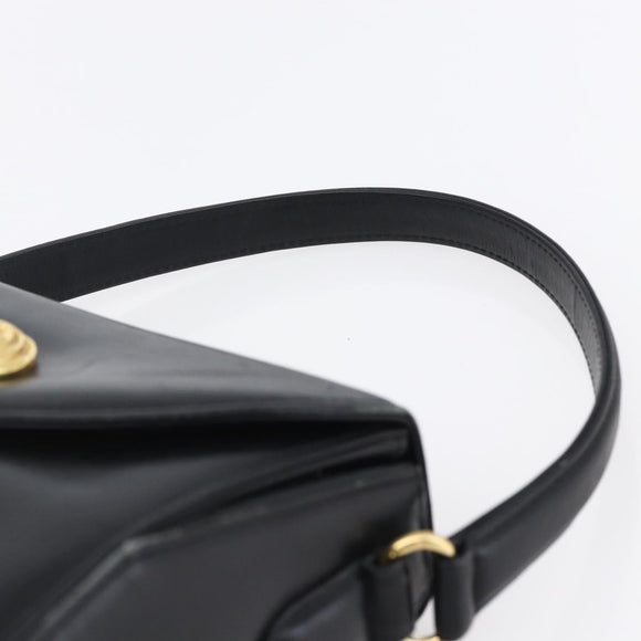 GIVENCHY Hand Bag Leather Black Gold Auth 151079